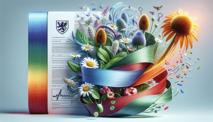 UK legal document on herbal remedies with chamomile and echinacea, symbolising consumer protection and efficacy.