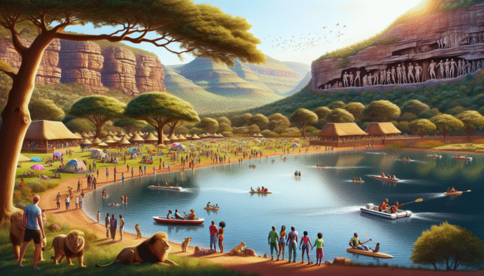 Beautiful Hartbeespoort Dam with water sports, Cradle of Humankind caves, and Lion & Safari Park animal encounters.