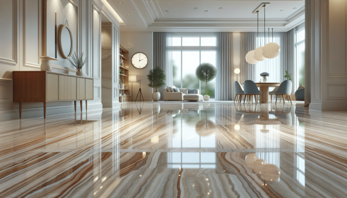 A clean, well-maintained travertine floor in an Australian home, reflecting its natural beauty and durability.