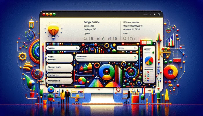 Optimise Your Google Business Profile Visibility: A fully completed Google Business Profile displayed on a computer screen featuring vibrant icons and a professional layout.