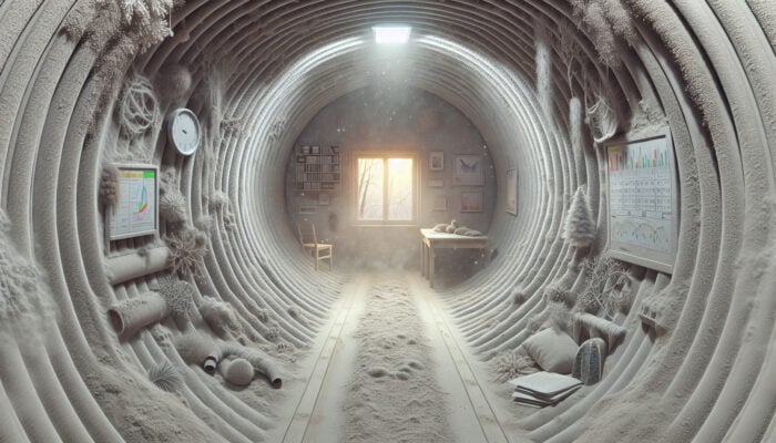 Duct Cleaning Services in Richmond: A dusty air duct with allergens in a Canadian home during winter, showcasing both dirty and clean sections.