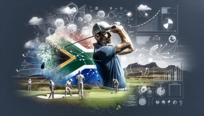 Golf Mental Preparation Routines: A South African golfer visualizes and uses breathing exercises on a diverse course to enhance mental resilience and performance.