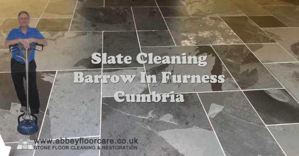 Grey Slate Floor in Barrow Still Stained After Cleaning